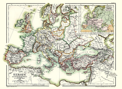 Historic Map - Europe Otto the Great 962 - Poole 1902 - 31.58 x 23 - Vintage Wall Art