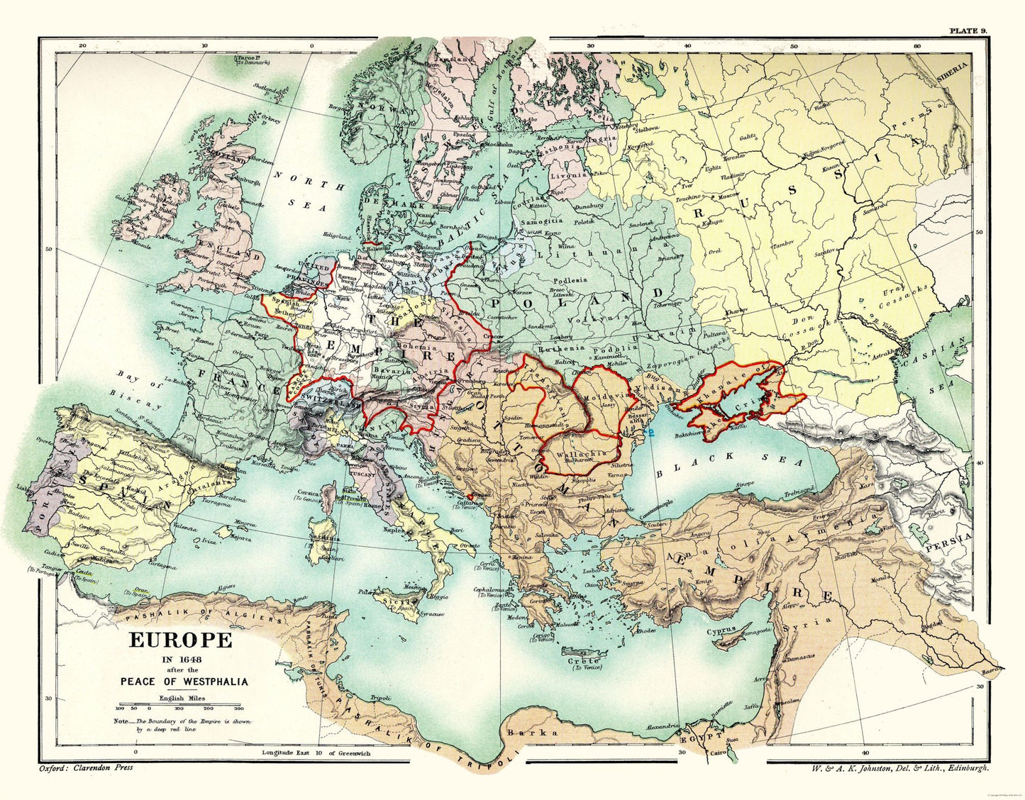 Historic Map - Europe Westphalia 1648 Peace - Poole 1902 - 29.48 x 23 - Vintage Wall Art