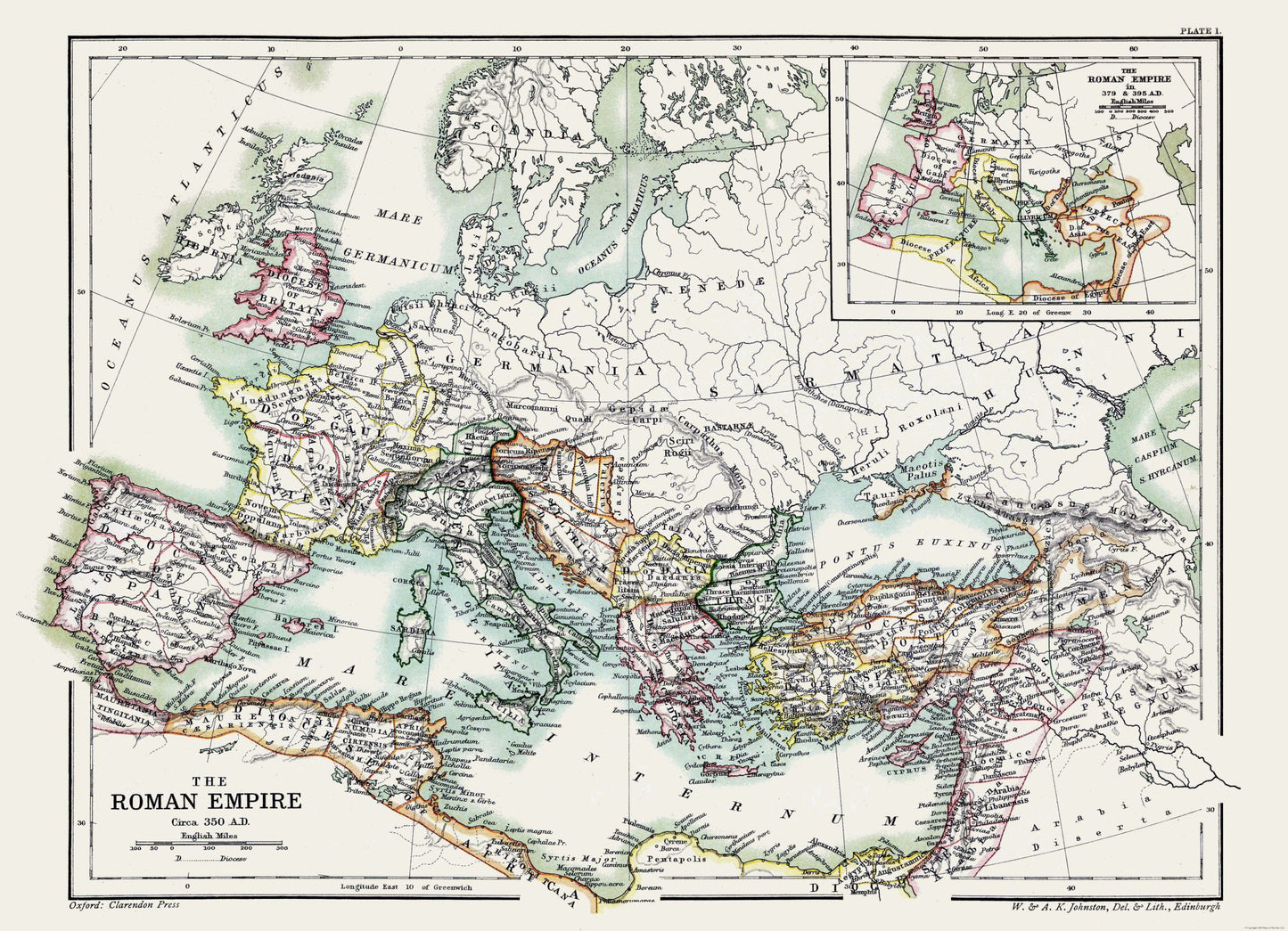 Historic Map - Roman Empire 350 AD - Poole 1902 - 31.79 x 23 - Vintage Wall Art