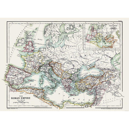 Historic Map - Roman Empire 350 AD - Poole 1902 - 31.79 x 23 - Vintage Wall Art