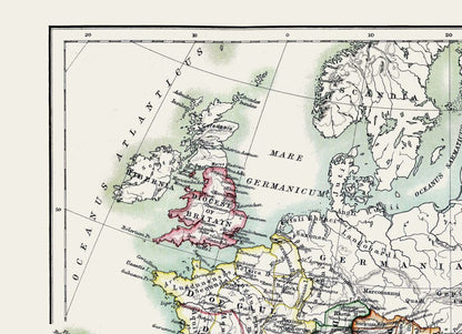 Historic Map - Roman Empire 350 AD - Poole 1902 - 31.79 x 23 - Vintage Wall Art