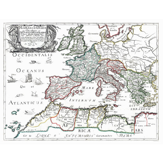Historic Map - Roman Empire Europe Africa - Sanson 1641 - 29.88 x 23 - Vintage Wall Art