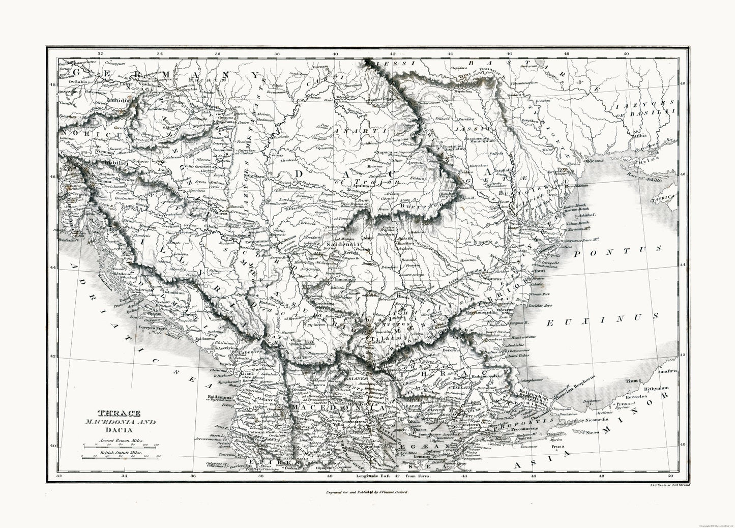 Historic Map - Thrace Dacia Macedonia Greece - Oxford 1828 - 32.03 x 23 - Vintage Wall Art