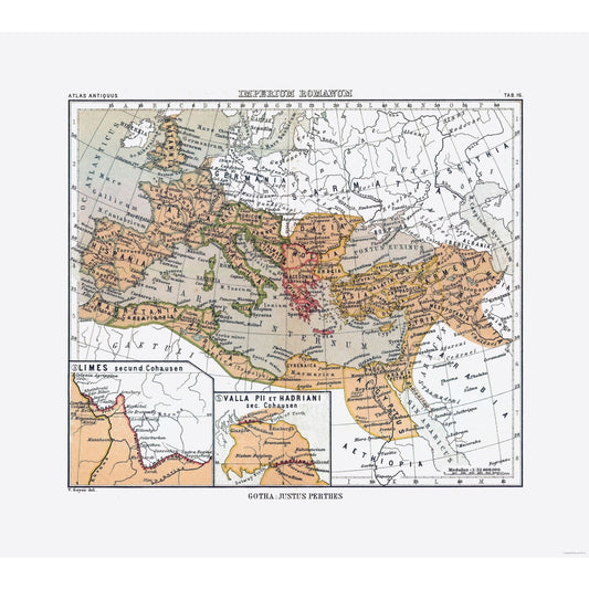 Historic Map - Europe Roman Empire - Perthes 1896 - 25.77 x 23 - Vintage Wall Art
