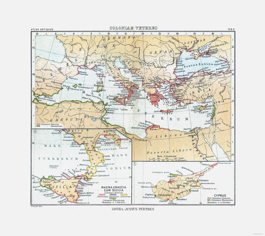 Historic Map - Curias Colonies Europe Middle East - Perthes 1896 - 25.85 x 23 - Vintage Wall Art