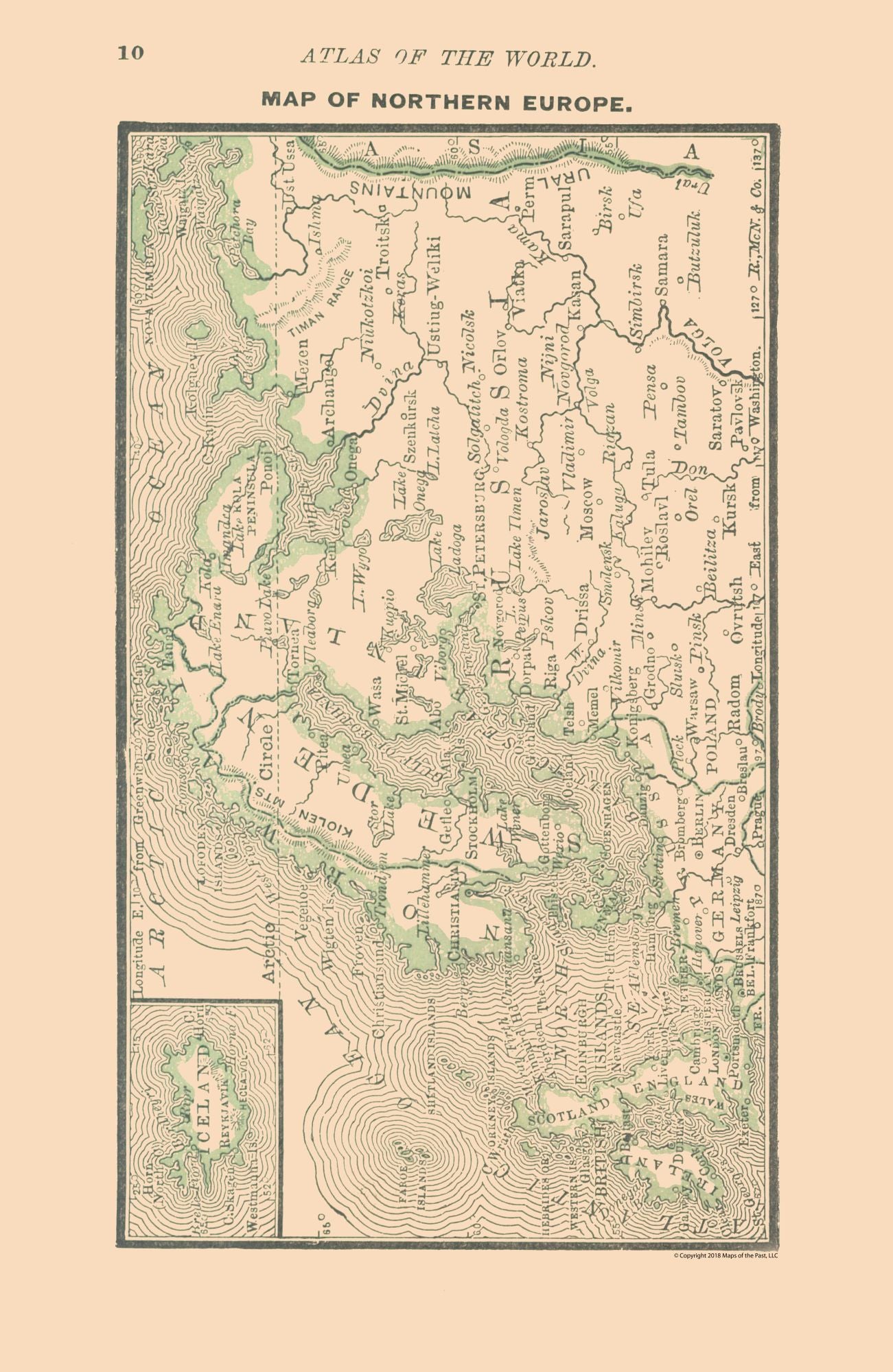 Historic Map - Europe Northern - Alden 1886 - 23 x 35.36 - Vintage Wall Art