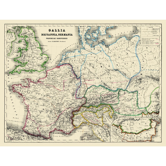 Historic Map - Europe France Britain Germany - Kiepert 1903 - 30.16 x 23 - Vintage Wall Art