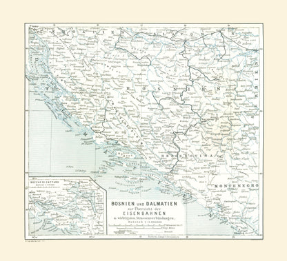 Historic Map - Europe Bosnia Dalmatia - Baedeker 1896 - 25.23 x 23 - Vintage Wall Art