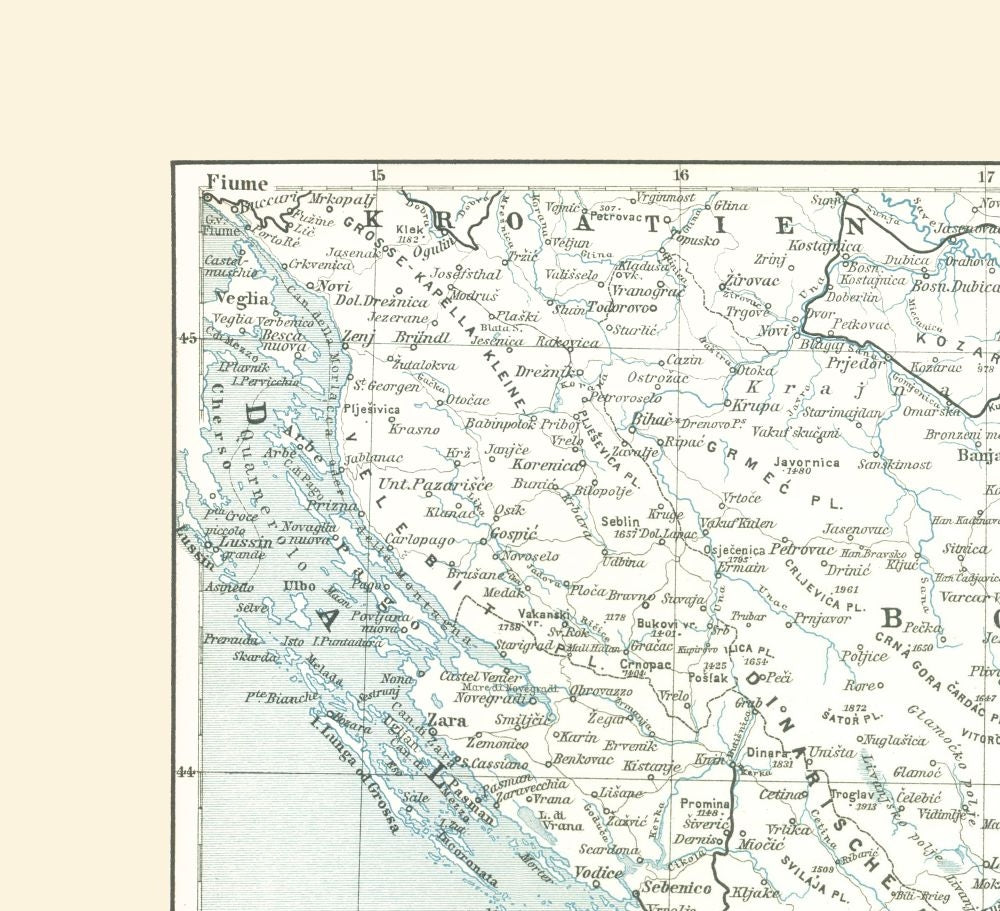 Historic Map - Europe Bosnia Dalmatia - Baedeker 1896 - 25.23 x 23 - Vintage Wall Art