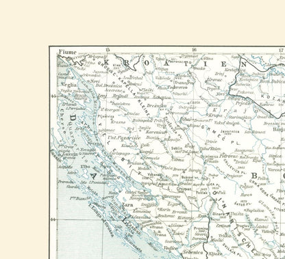 Historic Map - Europe Bosnia Dalmatia - Baedeker 1896 - 25.23 x 23 - Vintage Wall Art