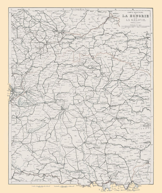 Historic Map - Poland Hungary Ukraine - Baedeker 1896 - 23 x 27.45 - Vintage Wall Art