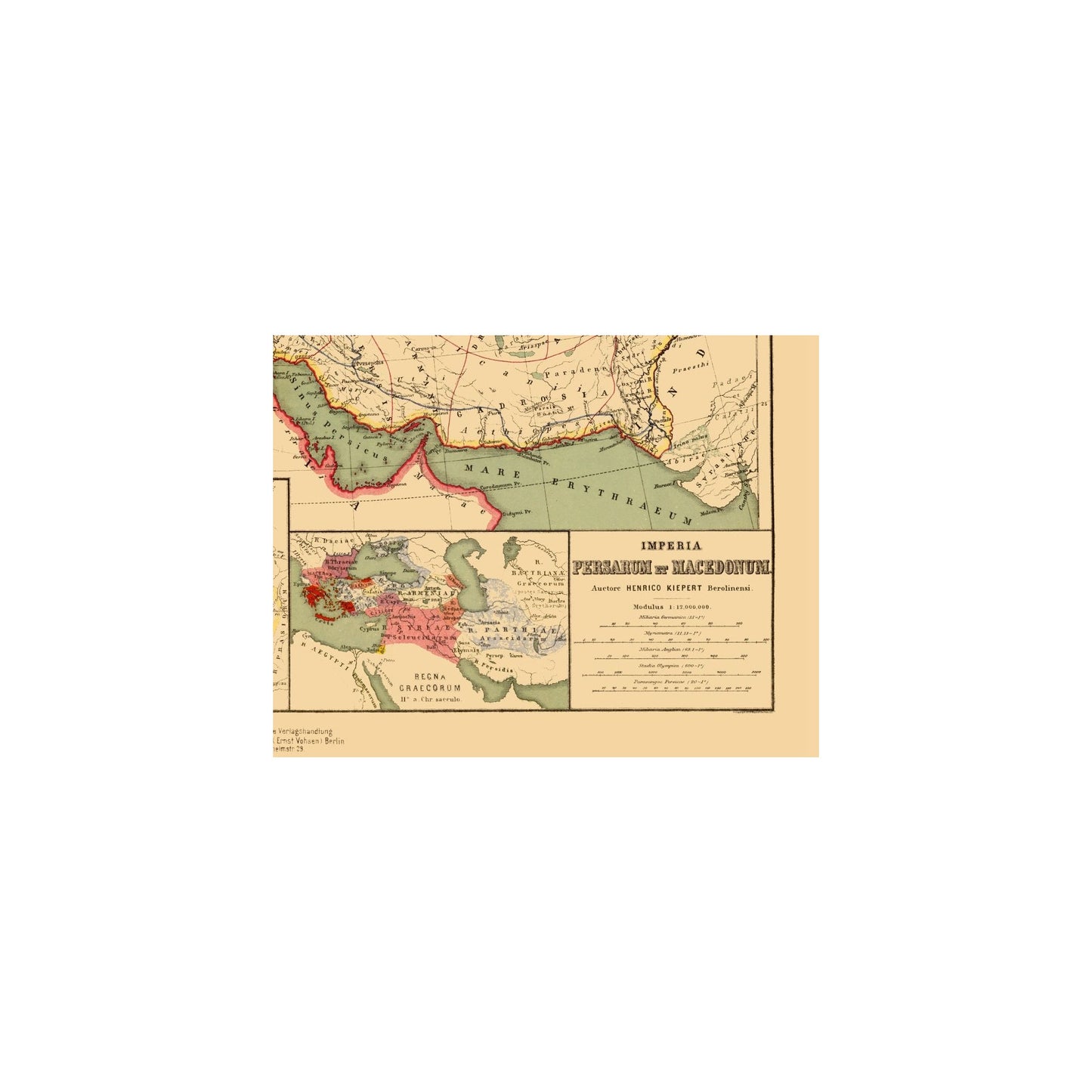 Historic Map - Europe Persian Macedonian Empires - Kiepert - 29.76 x 23 - Vintage Wall Art