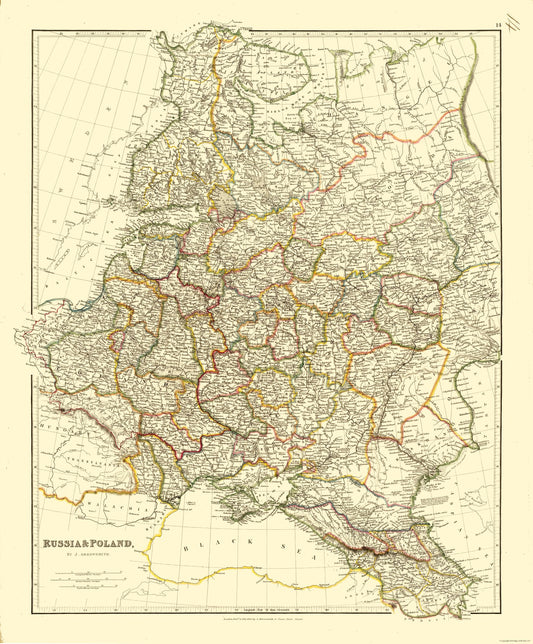 Historic Map - Russia Poland - Arrowsmith 1832 - 23 x 27.80 - Vintage Wall Art