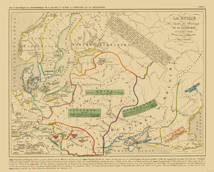 Historic Map - Russia European 5th Century - Houze 1850 - 28.45 x 23 - Vintage Wall Art