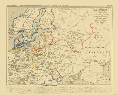 Historic Map - Russia Poland Scandinavia - Houze 1850 - 28.67 x 23 - Vintage Wall Art