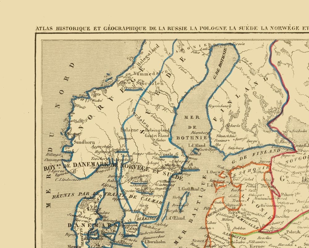 Historic Map - Russia Poland Scandinavia - Houze 1850 - 28.67 x 23 - Vintage Wall Art