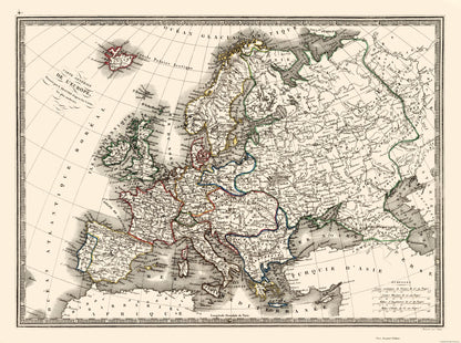 Historic Map - Europe - Monin 1839 - 30.86 x 23 - Vintage Wall Art