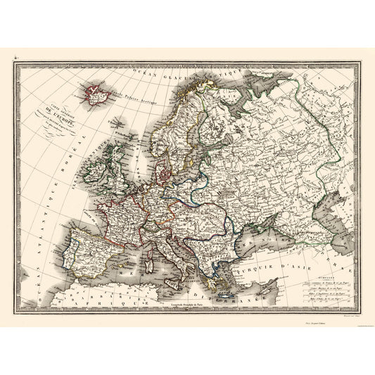 Historic Map - Europe - Monin 1839 - 30.86 x 23 - Vintage Wall Art