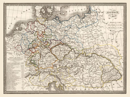 Historic Map - Europe Central Germany - Monin 1839 - 30.77 x 23 - Vintage Wall Art