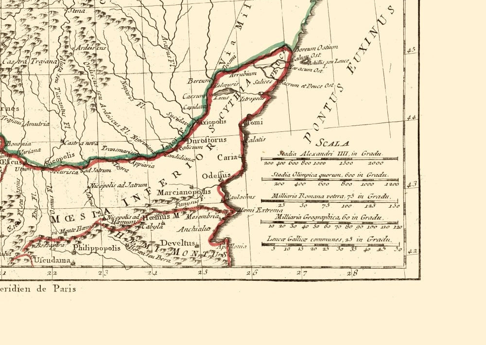 Historic Map - Illyricum Pannonia Moesia Dacia Provinces - Santini 1794 - 32.43 x 23 - Vintage Wall Art