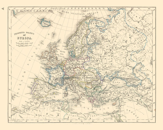 Historic Map - Europe Political Boundaries - Santini 1794 - 28.80 x 23 - Vintage Wall Art