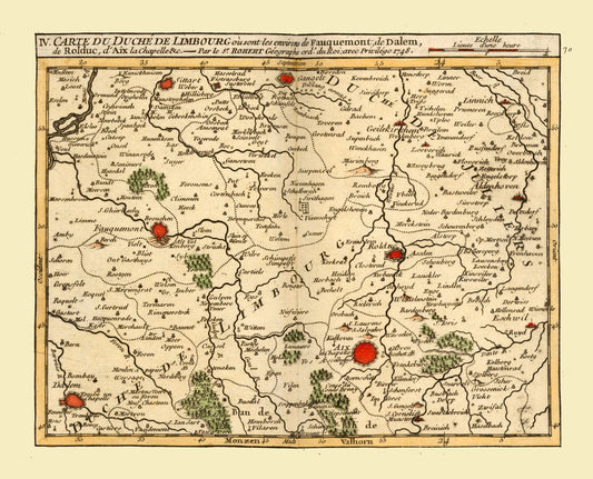 Historic Map - Germany Netherlands Border - Robert 1748 - 28.44 x 23 - Vintage Wall Art
