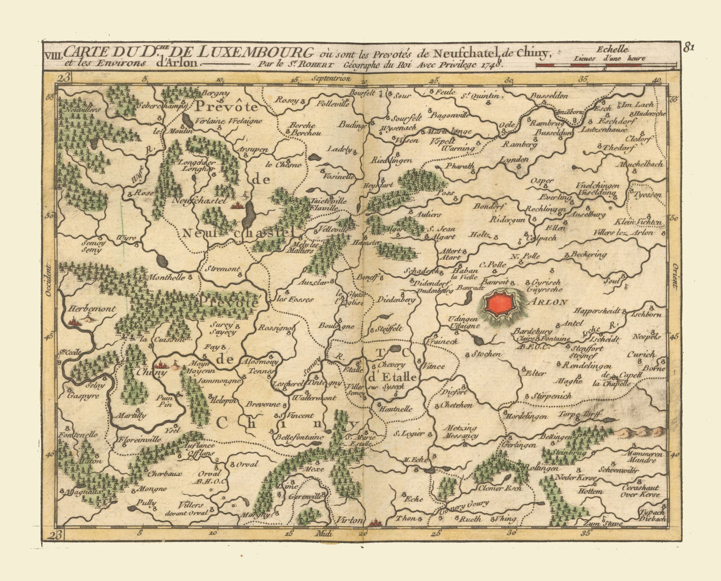 Historic Map - Luxemburg Belgium - Robert 1748 - 28.52 x 23 - Vintage Wall Art