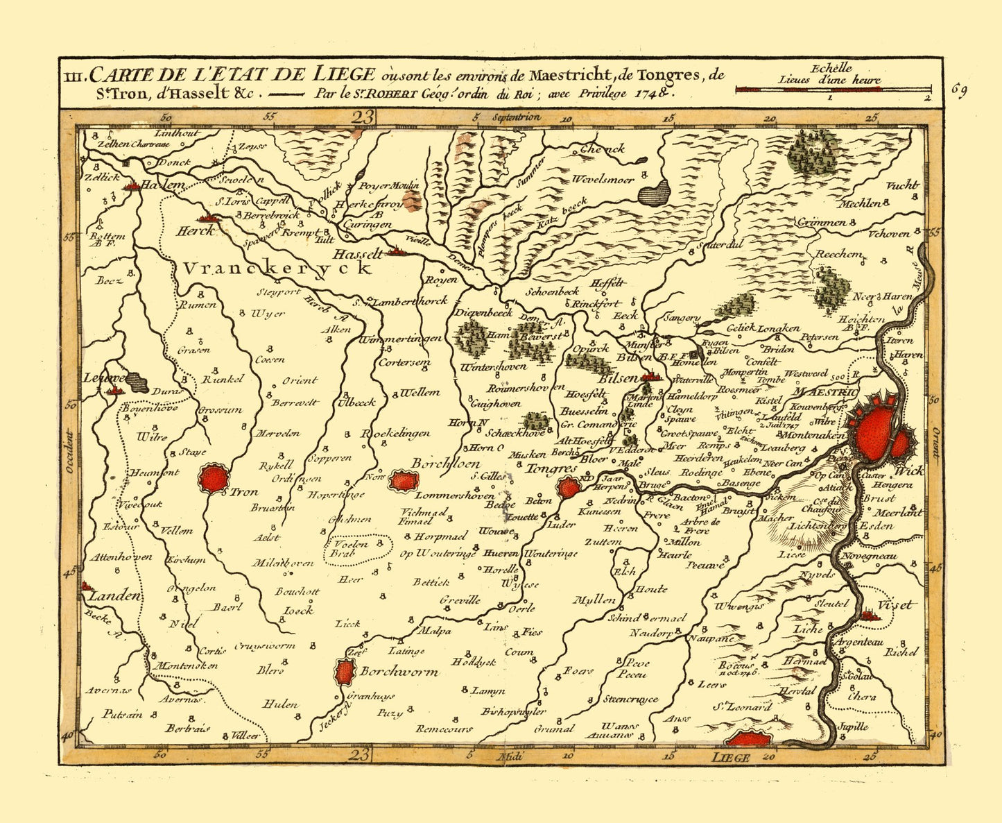 Historic Map - Belgium Netherlands - Robert 1748 - 28.01 x 23 - Vintage Wall Art