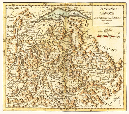 Historic Map - Savoy Duchy France Italy - Robert 1748 - 25.98 x 23 - Vintage Wall Art