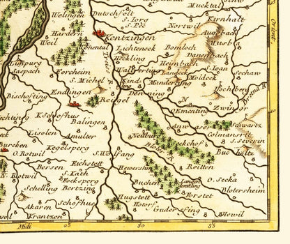 Historic Map - Rhine River France Germany - Robert 1748 - 27.32 x 23 - Vintage Wall Art
