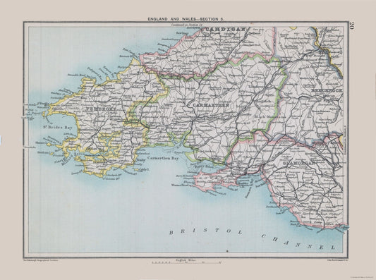 Historic Map - England Wales - Bartholomew 1892 - 30.87 x 23 - Vintage Wall Art