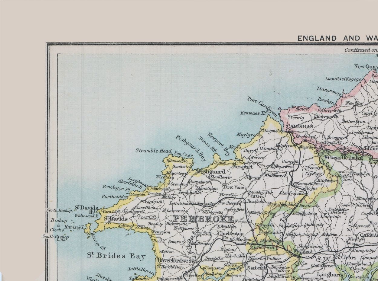 Historic Map - England Wales - Bartholomew 1892 - 30.87 x 23 - Vintage Wall Art