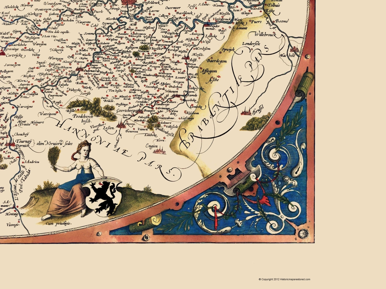 Historic Map - Flanders Province Belgium - Ortelius 1570 - 23 x 30 - Vintage Wall Art