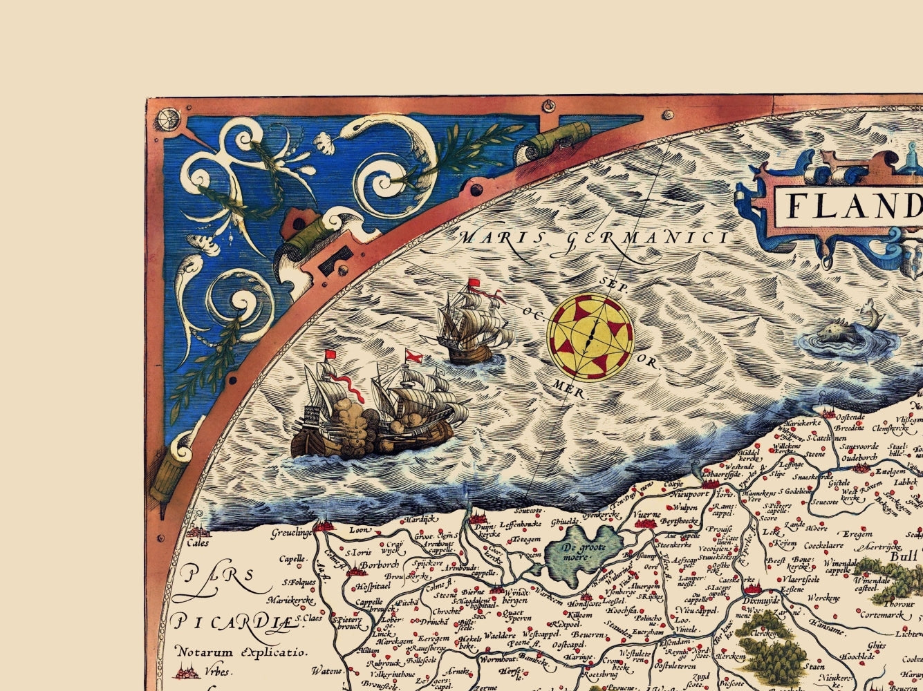 Historic Map - Flanders Province Belgium - Ortelius 1570 - 23 x 30 - Vintage Wall Art