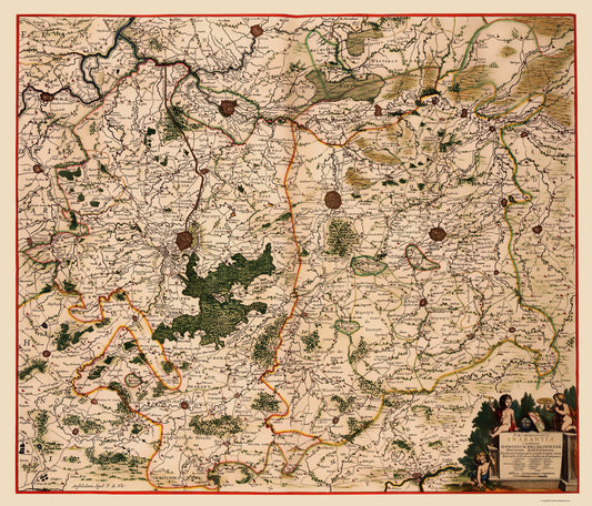 Historic Map - Flemish Brabant Province Belgium - De Wit 1688 - 23 x 26.89 - Vintage Wall Art