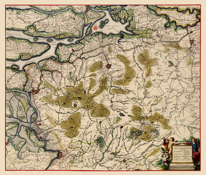 Historic Map - Flemish Brabant Flanders Belgium - De Wit 1688 - 23 x 26.99 - Vintage Wall Art