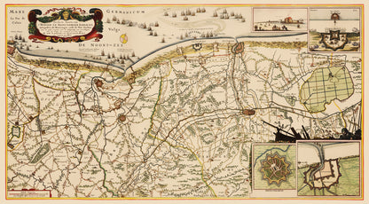 Historic Map - Flanders Belgium Coastal Region - Visscher 1658 - 23 x 41.66 - Vintage Wall Art