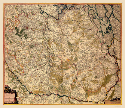 Historic Map - Flemish Brabant Flanders Belgium - Visscher 1680 - 23 x 26.50 - Vintage Wall Art