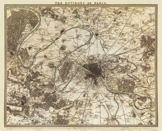 Historic Map - Paris France - Cradock 1832 - 28.31 x 23 - Vintage Wall Art