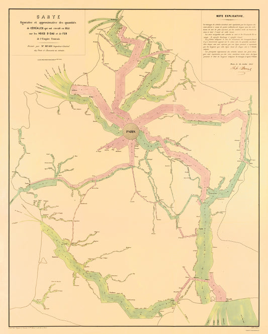 Historic Map - Paris France Transportation Routes - Regnier 1853 - 23 x 28.69 - Vintage Wall Art