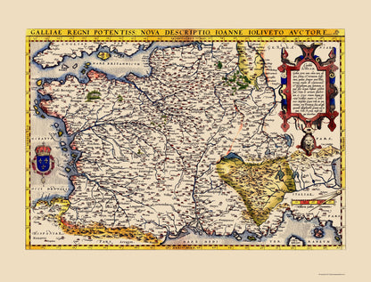 Historic Map - Gaul France - Ortelius 1579 - 23 x 30.15 - Vintage Wall Art