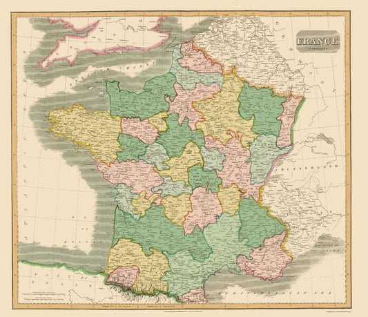 Historic Map - France Provinces - Thomson 1814 - 23 x 26.71 - Vintage Wall Art