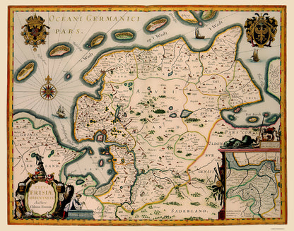 Historic Map - Friesland East Netherlands - Blaeu 1630 - 23 x 29.29 - Vintage Wall Art