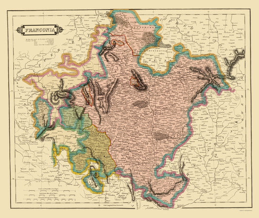 Historic Map - Franconia Duchy Germany - Hamilton 1831 - 23 x 27.38 - Vintage Wall Art