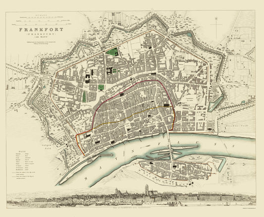 Historic Map - Frankfurt Germany - Chapman 1837 - 23 x 28.02 - Vintage Wall Art