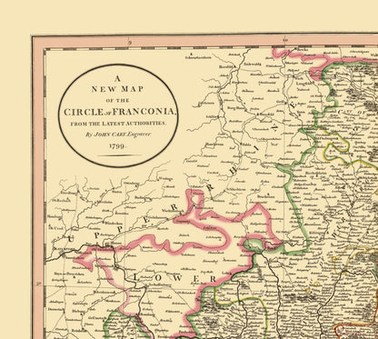Historic Map - Franconia Germany - Cary 1799 - 23 x 25.68 - Vintage Wall Art