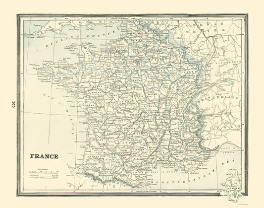 Historic Map - France - Rathbun 1893 - 23 x 29.25 - Vintage Wall Art