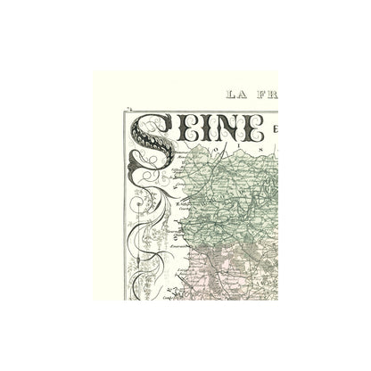 Historic Map - Seine et Marne Department France - Migeon 1869 - 23 x 28.48 - Vintage Wall Art