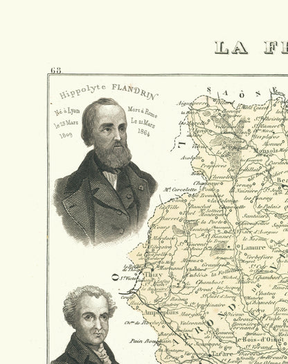 Historic Map - Rhone Department France - Migeon 1869 - 23 x 29.06 - Vintage Wall Art