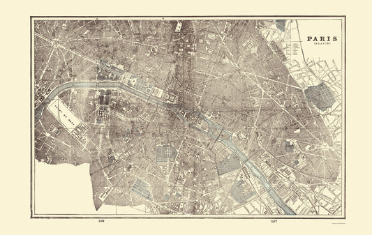 Historic Map - Paris France - Rathbun 1893 - 23 x 36.34 - Vintage Wall Art